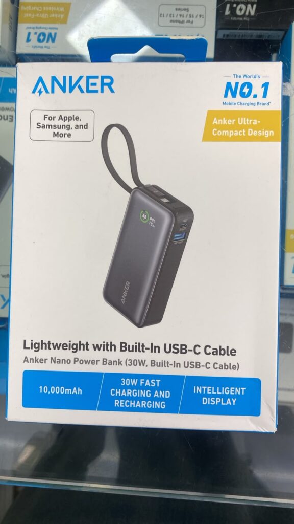 Anker Nano Power Bank 10000mAh 30W, Built-In USB-C Cable