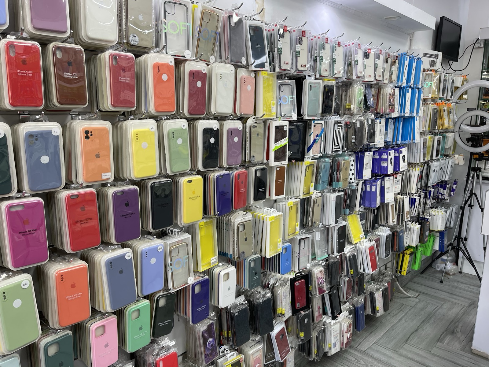 Phone case and accessory wall inside Mobile Store, F-10 Markaz